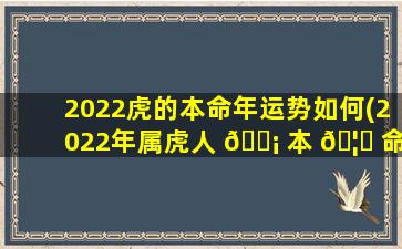 2022虎的本命年运势如何(2022年属虎人 🐡 本 🦆 命年的全年运势)